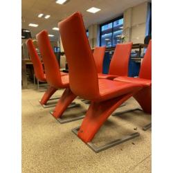 als Nieuw Rolf Benz 7800 Eetkamerstoelen Rood Leer Stoelen