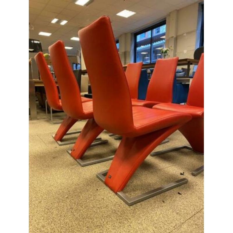 als Nieuw Rolf Benz 7800 Eetkamerstoelen Rood Leer Stoelen