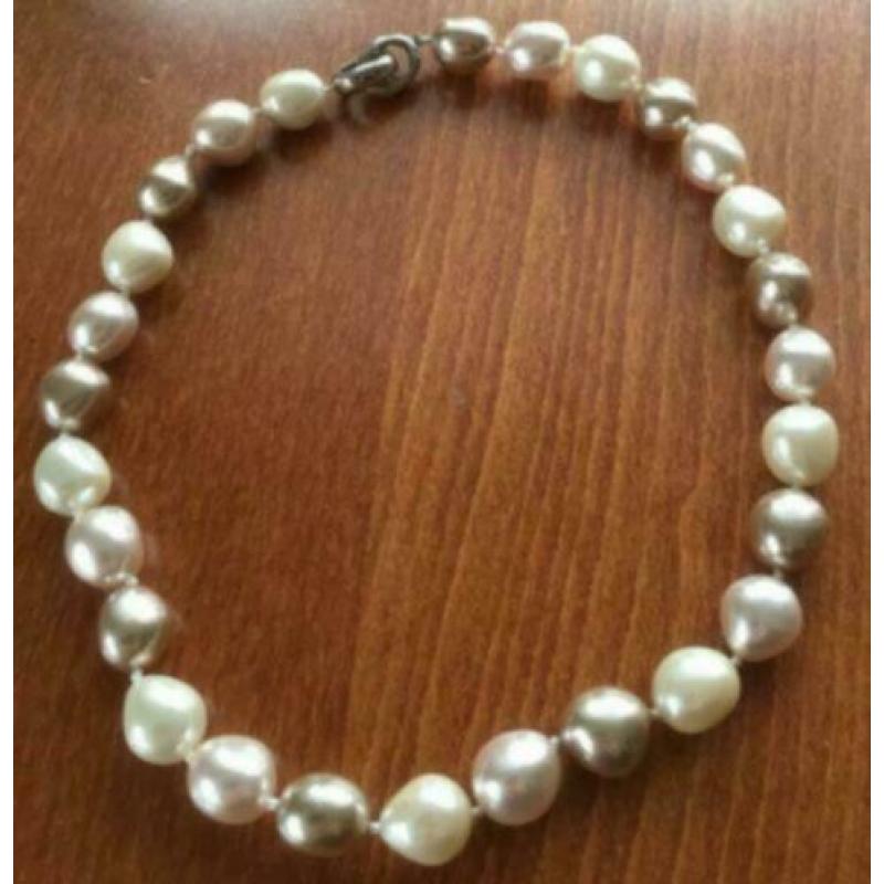 Aangeboden, glas barok parel halsketting en armband