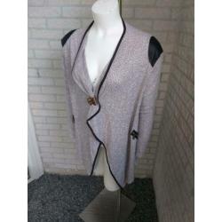 Lang vest met lederen details maat S - SALE!