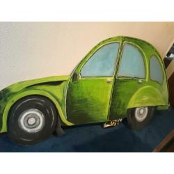 Houten wanddecoratie van groene eend