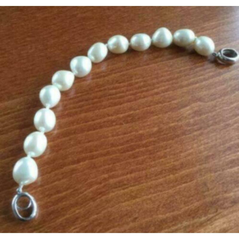 Aangeboden, glas barok parel halsketting en armband