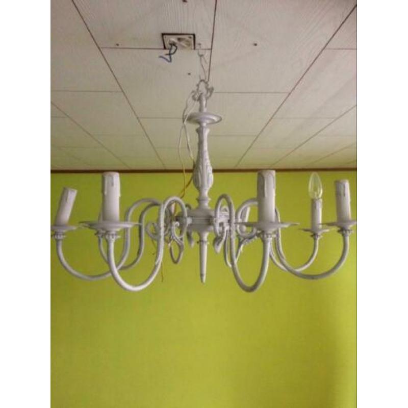 Kaarslamp wit geverfd.