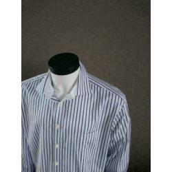 Tailor and Son overhemd. Blauw Wit gestreept. Maat 43 / XL
