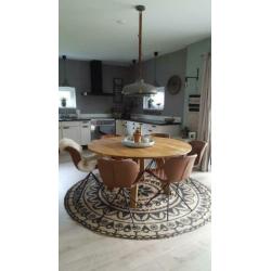 Stoere hang lamp Zuiver dek 51 grijs staal leer hanglamp