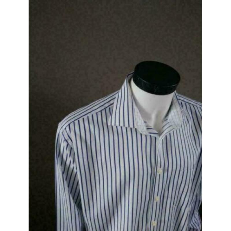 Tailor and Son overhemd. Blauw Wit gestreept. Maat 43 / XL