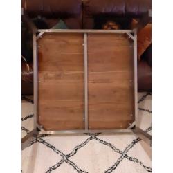 zgan salontafel rvs plus hout altijd glasplaat erop gehad