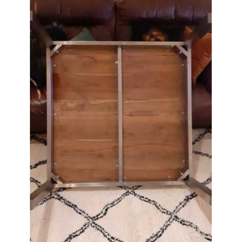 zgan salontafel rvs plus hout altijd glasplaat erop gehad