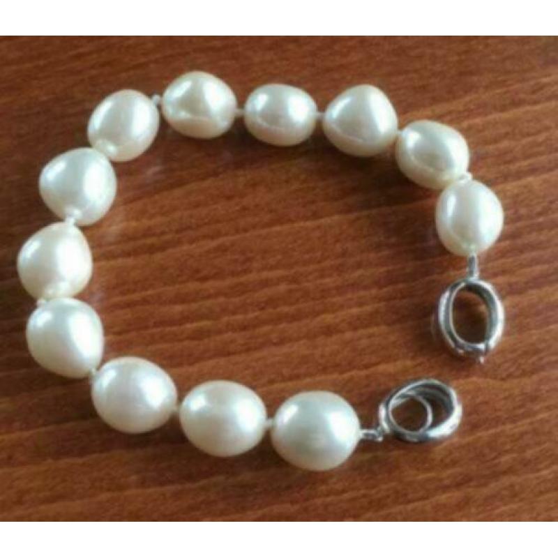 Aangeboden, glas barok parel halsketting en armband