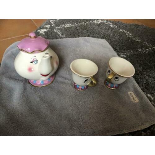 Belle en het beest theepot en barstje kopje 2x servies nieuw