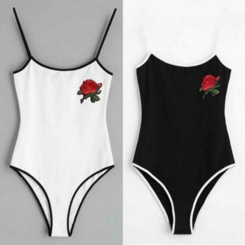 Zwarte witte babydoll met roos bodysuit lingerie 34 36 38 40
