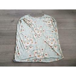 H&M groene top met bloemenprint maat M (NK014)