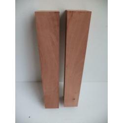2 balkjes peren hout draaiwerk handvaten balkje perenhout