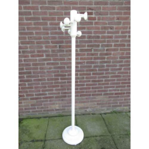 Vintage houten kapstok wit retro, hoogte 172 cm
