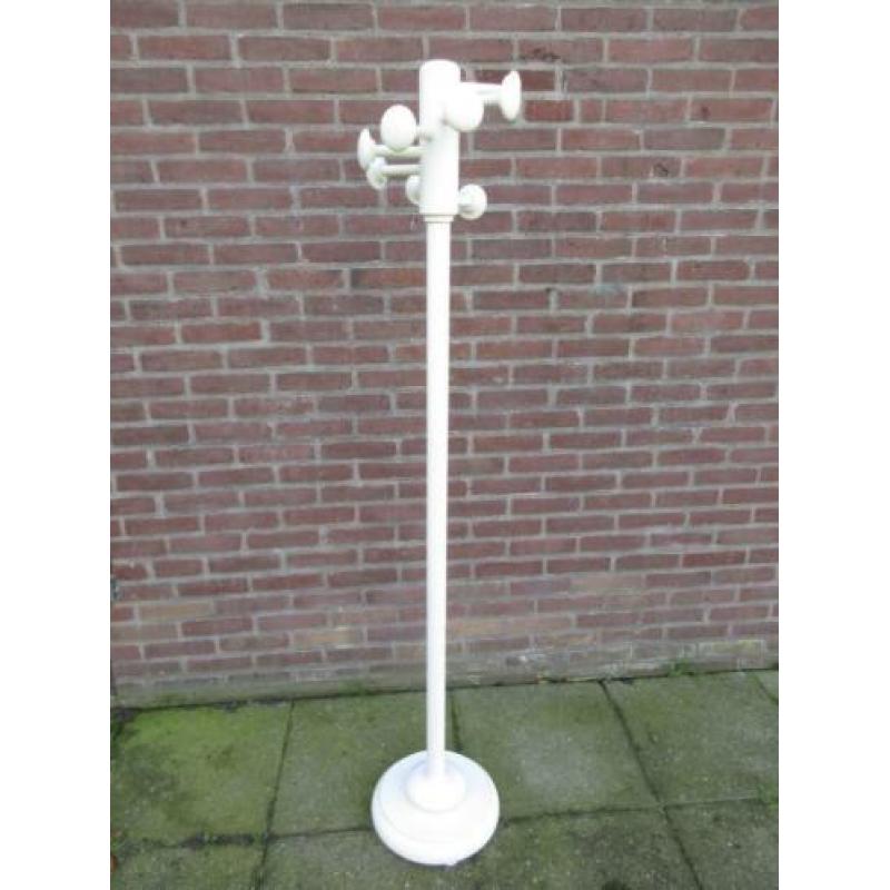 Vintage houten kapstok wit retro, hoogte 172 cm