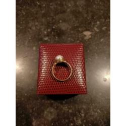 Parel ring goud op zilver