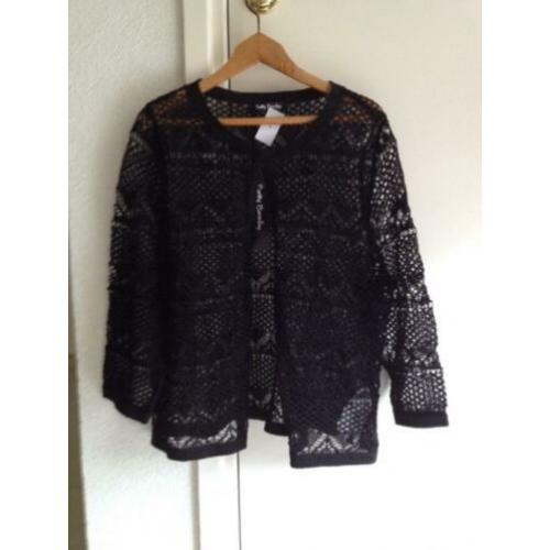 Betty barclay zwart linnen vest / kanten vestje mt 40 nieuw