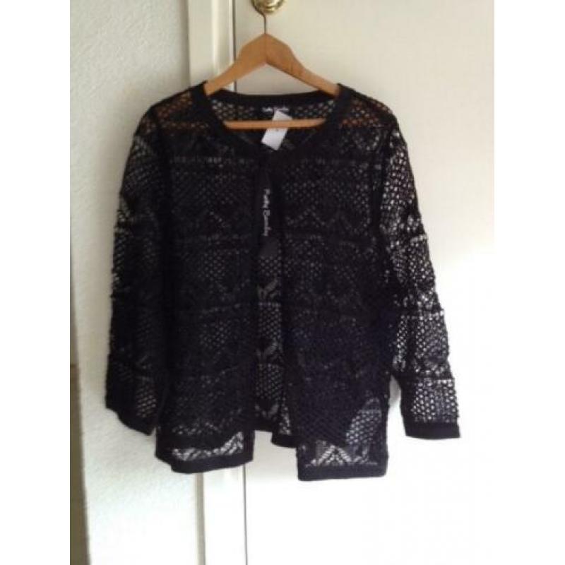 Betty barclay zwart linnen vest / kanten vestje mt 40 nieuw