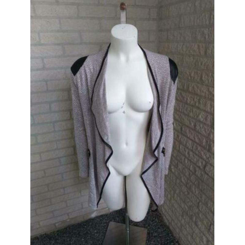 Lang vest met lederen details maat S - SALE!
