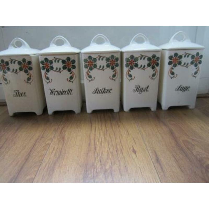 Annaburg voorraadpotten groen oranje creme Vintage