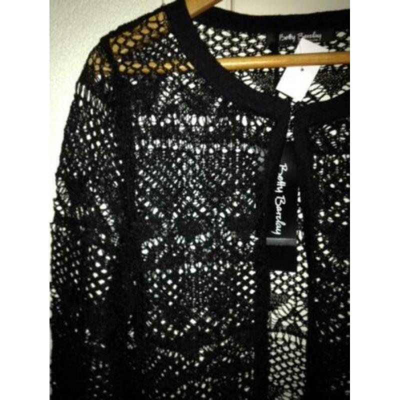 Betty barclay zwart linnen vest / kanten vestje mt 40 nieuw
