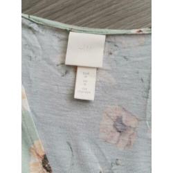 H&M groene top met bloemenprint maat M (NK014)