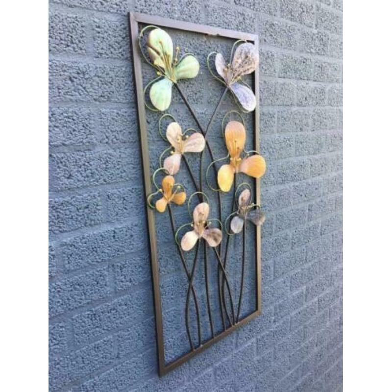 Prachtig mooi metalen flower wandornament-bloem-deco