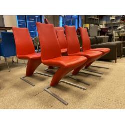 als Nieuw Rolf Benz 7800 Eetkamerstoelen Rood Leer Stoelen