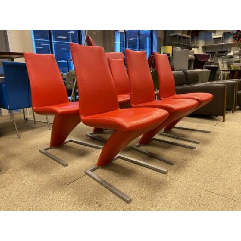 als Nieuw Rolf Benz 7800 Eetkamerstoelen Rood Leer Stoelen