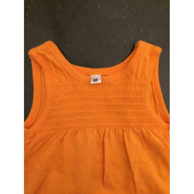 Baby Setje Broek Shirt Jurkje Oranje Maat 68