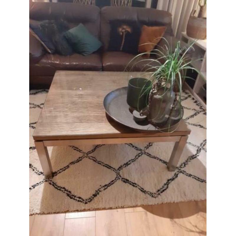 zgan salontafel rvs plus hout altijd glasplaat erop gehad