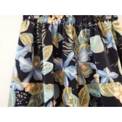 Rok marine-blue-groen Bloemdesign mt.36 (S)