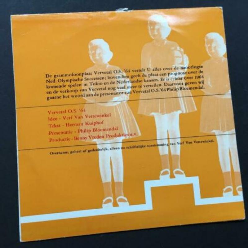 Reclame plaatje (vinyl) Olympische Spelen in 1964 Tokio