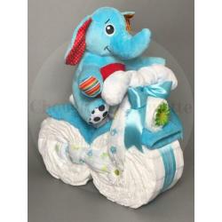Gratis verzending Luiertaart Motor luiermotor Olifant blauw