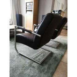 Fauteuils echt leer donker bruin