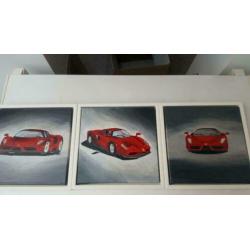 Leuke Ferrari schilderijtjes uniek handgeschilderd!