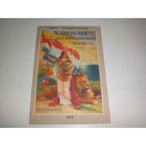 Oude folder Nationale Levensverzekering Bank R'dam 1933
