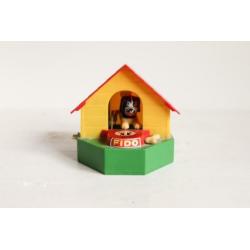 Vintage wind-up spaarpot met Fido de hond