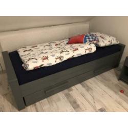 Woood Dennis staalgrijs eenpersoons bed met lade 90x200