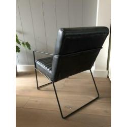 4 x fauteuil grijs blauw leer. Prijs per stuk