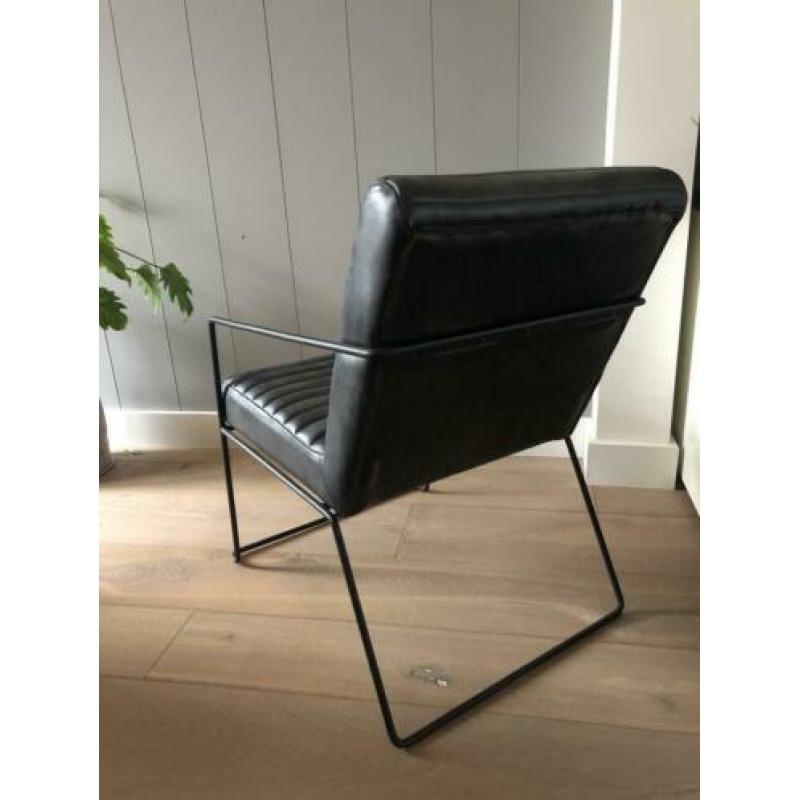 4 x fauteuil grijs blauw leer. Prijs per stuk