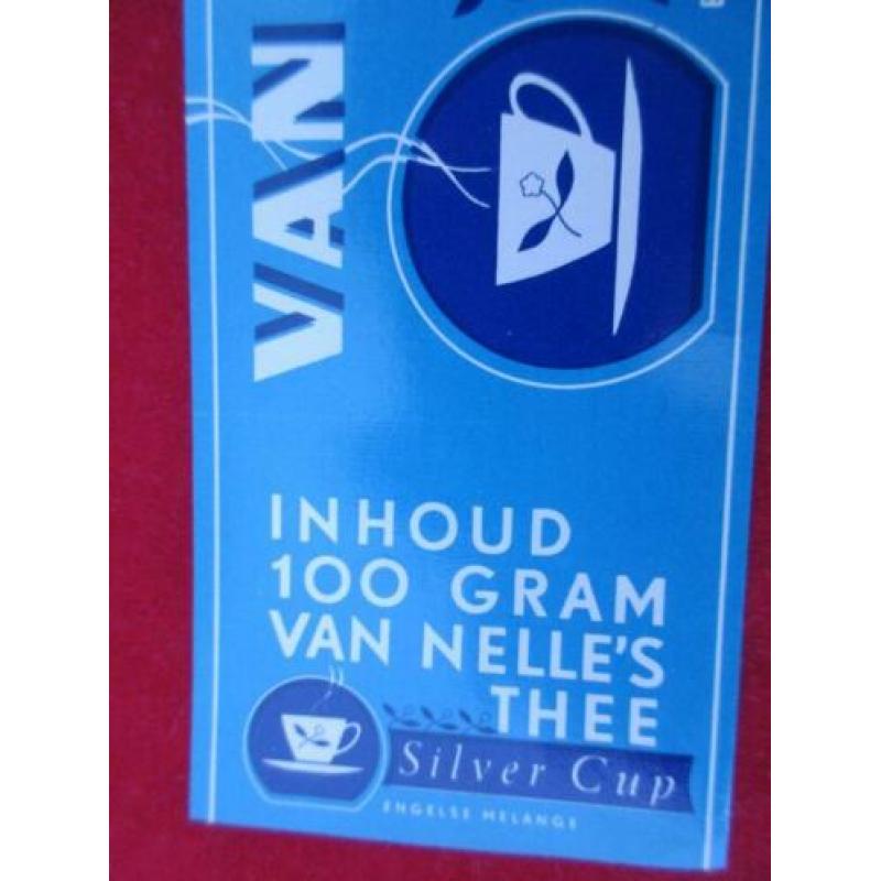 Van Nelle thee label.SILVER cup Thee Uit 1952