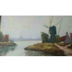 oud schilderij olieverf op doek Kok Hollands landschap