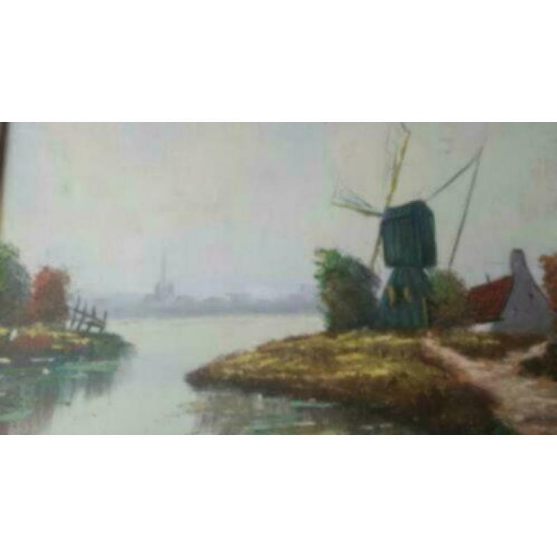 oud schilderij olieverf op doek Kok Hollands landschap