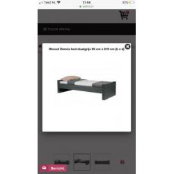 Woood Dennis staalgrijs eenpersoons bed met lade 90x200