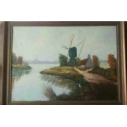 oud schilderij olieverf op doek Kok Hollands landschap