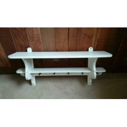 Commode schap/plank, kapstok, vintage mangohout