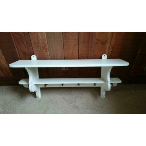 Commode schap/plank, kapstok, vintage mangohout
