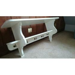 Commode schap/plank, kapstok, vintage mangohout