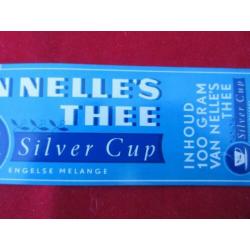 Van Nelle thee label.SILVER cup Thee Uit 1952